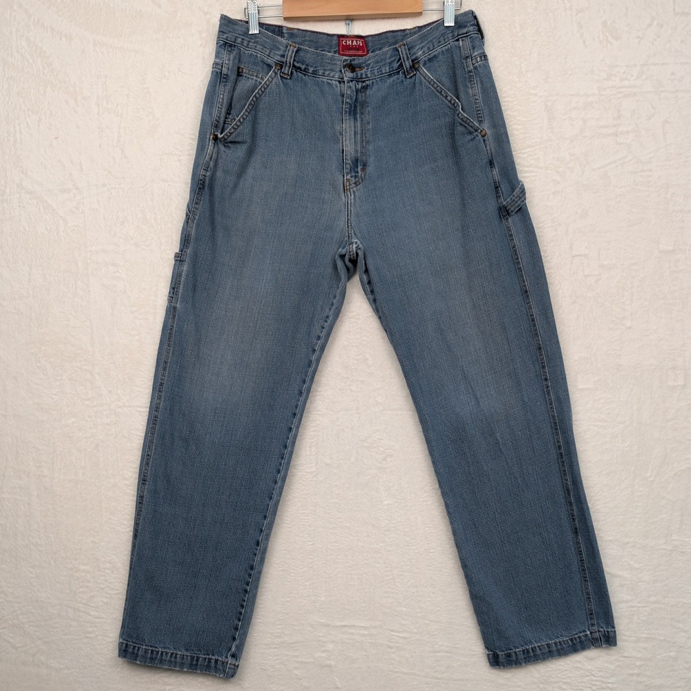 VTG Chaps Carpenter Jeans Men's 36x30 Blue Relaxed Straight Baggy Workwear Y2K